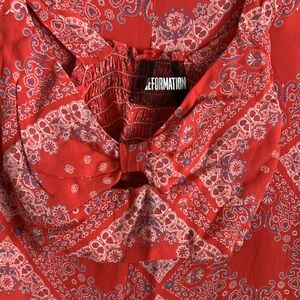 Reformation two-piece paisley print cropped top and skirt